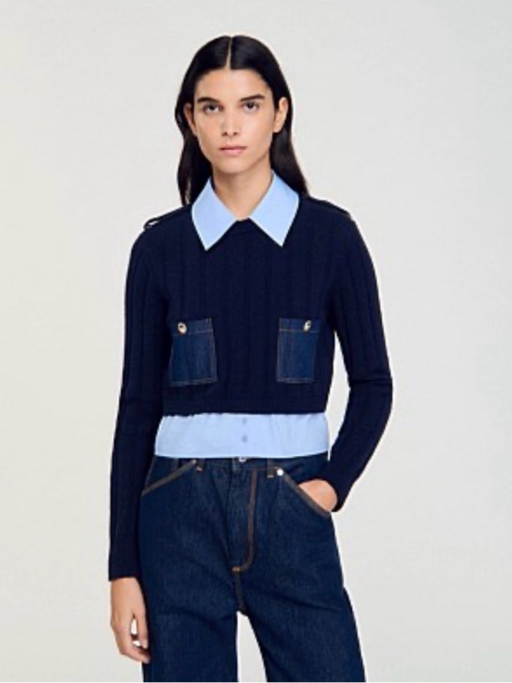 Sandro Jules Layered Look Sweater